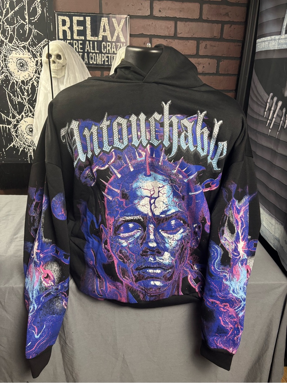 Reason Black Hoodie with Purple & Blue Graphic Back